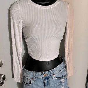 White long sleeve crop top size small